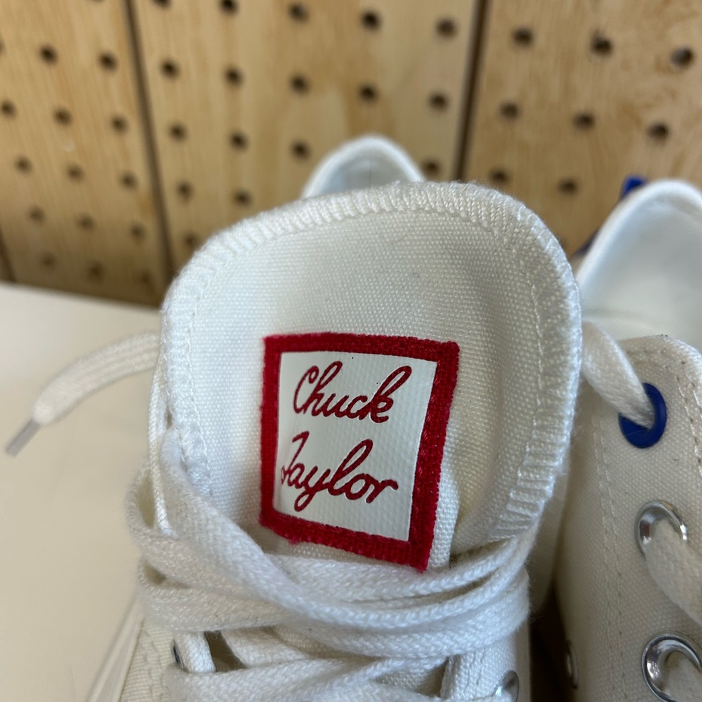 Converse Chuck Taylor White and Red Platform Sneakers - Picture 11 of 13
